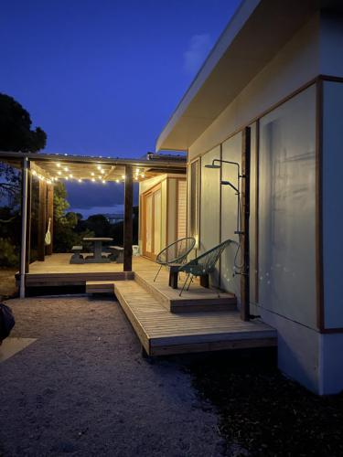 Alloca Deck area at night with festoon lighting